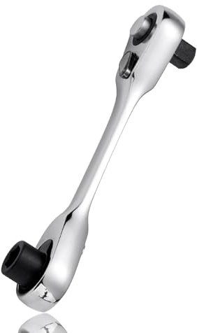 FyMosem 2-in-1 Mini Ratchet Wrench, 1/4 Drive Dual Head Ratchet Tool | 72-Tooth Reversible Ratchet Handle Tool with Square Drive & Hex Bit Adapter for Tight Spaces, Mechanics, DIY and Home Repair