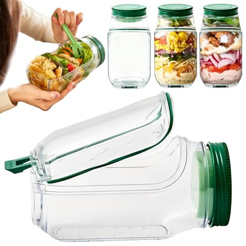 VRYNDH Bote ensalada tupper,Salad pod,Recipiente de ensalada con apertura lateral, contenedor portátil de ensalada, adecuado para el hogar, al aire libre, viajes y fiestas