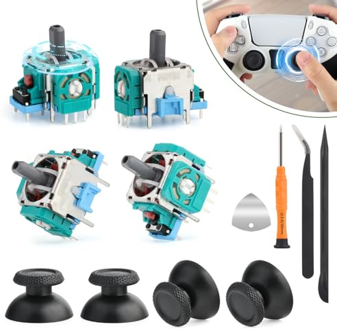 RongZy Joysticks Replacement for PS5 Analog Stick Compatible with Play Station 5 Joysticks with Thumbsticks for PS5 3D Stick Controller Accessories Repair Kit Replacement with Kit （4 Pack Green）