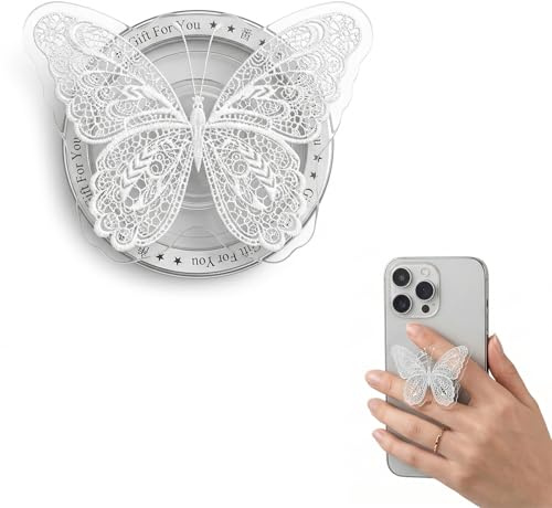 BDEPSTR Soporte Magnético para Smartphone Diseño Mariposa - Base Estable con Agarre Seguro - Compatible con Todos los Móviles - Color Blanco