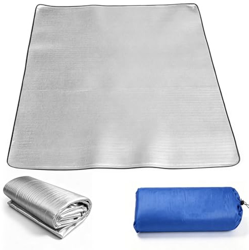 Thermomatte Isomatte Camping, Alu Isomatte Schaummatten 200x200cm, Schlafmatte für Camping, Thermodecke Matte Zeltmatte Bodenmatte für Wandern, Trekking, Outdoor-Aktivitäten