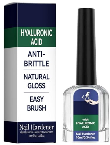 Endurecedor de uñas con ácido hialurónico - 10 ml de ácido hialurónico para uñas de acero, débiles con queratina y calcio, fórmula transparente de secado rápido, endurecedor de acero con