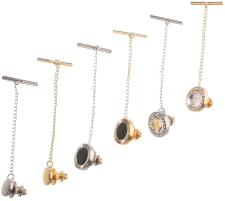 HEMOTON 6 St Slipsklämmor med Kedja för Män Slipsnål i Metall med Ringfästen Eleganta Accessoarer för Kostymer Slipsar Västar och Byxor för Formella Tillfällen och Affärsanvändning