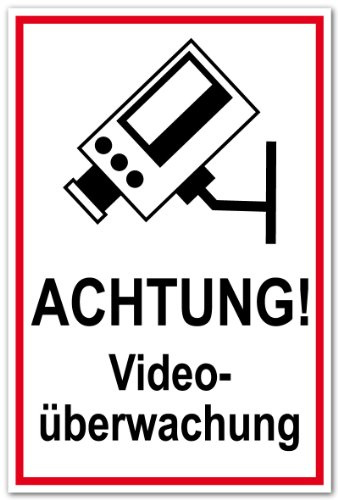 Hinweisschild - Achtung! Videoüberwachung - Kunststoff - 20 x 30 cm