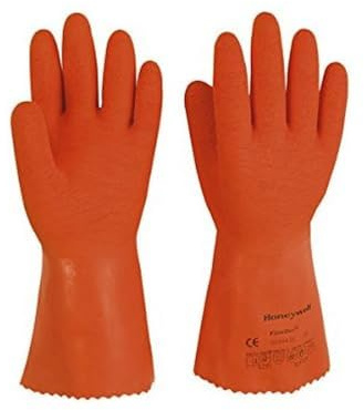 Honeywell Perfect Fit Finedex 944-32 Latexhandschuhe für Fischer mit Polyamid-Strickfutter, orange, geeignet zum Fischen/Eishandhaben/Sortieren und Verpacken, Größe 07 (Packung mit 10 Paar)