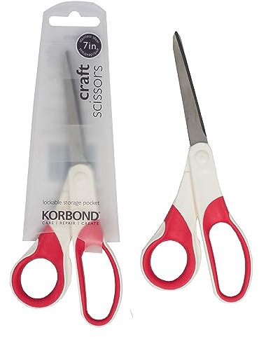 Korbond 110358 Craft 7 Inch – Soft Grip Professional, Household, Fabric, Paper Scissors. Ambidextrous – for Right & Left Handed , Silver