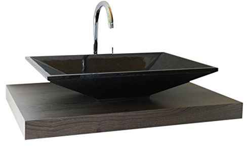 Waschbecken aus Naturstein, Granit, Model Havanna, schwarz, G684, 60x40cm
