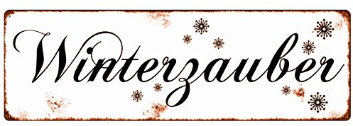 METALLSCHILD Shabby Vintage Blechschild WINTERZAUBER Weihnachtszeit Winter Schnee Advent Weihnachten