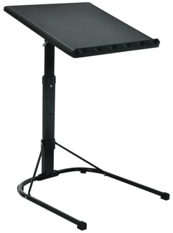 Azuma Folding Laptop Table 43x43cm Tilt Top with Adjustable Height, Raised Edge & U-Shaped Base – Portable Bed Desk for Sofa, Office or Home Use, Durable Easy-Clean Surface, 20kg Max Load