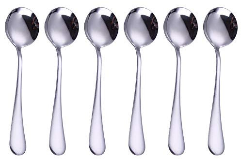 VANRA 6 PCS Esslöffel Set 19cm Suppenlöffel Edelstahl Rundlöffel für Erwachsene,Polierte Oberfläche & Spülmaschinenfest