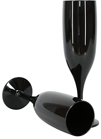 ProductPro 6 x Black Plastic Reusable Prosecco Flutes 175ml Capacity