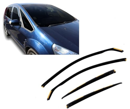 J&J AUTOMOTIVE Windabweiser passend für Ford S-Max 5-Türer 2006-2010 4tlg, Heko Regenabweiser Vorne Hinten Getönt Dunkel Passform