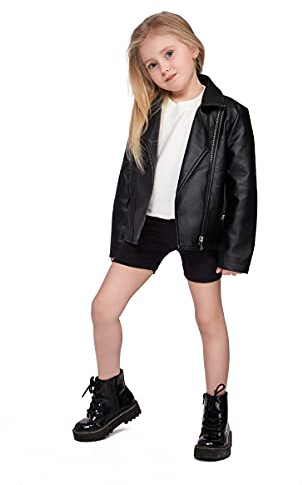SOFTSAIL - Leggings de algodón para niñas, tejido transpirable de algodón y longitud sobre la rodilla, pantalones cortos para ciclismo, escuela o baile, negro, 8 años Chlk