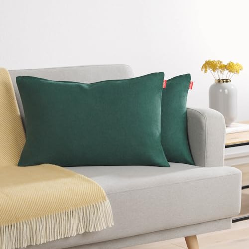 Blumtal 2er Set Kissenbezug 30x50 dunkelgrün - kuschelige Chenille Kissenbezüge mit verstecktem Reißverschluss, Oekotex Zertifizierte Kissenhülle für Deko-Kissen Sofakissen Polster & Zierkissen