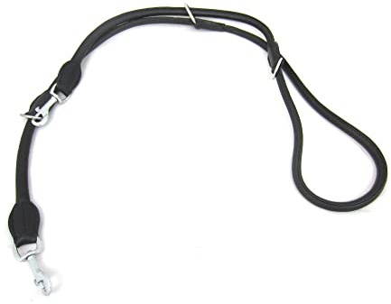 PS Pferdeartikel Leder Hundeleine Vario Round rundgenäht 3-Fach verstellbar aus weichem Nappaleder Farbe schwarz