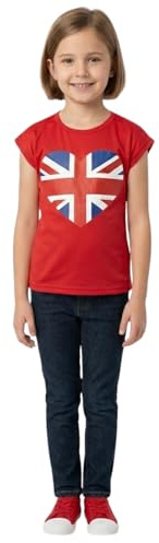 A2Z 4 Kids Flickor T Skjortor England Fotboll Värld Kopp Hjärta Tryck T Shirt Mjuk - T Shirt 552 Red 7-8