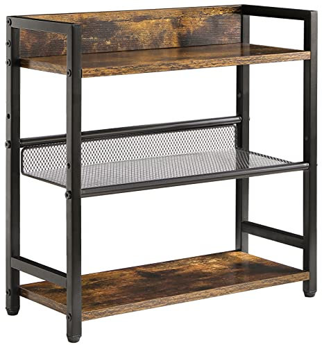 IBUYKE 3-stöckiges Gewürzregal, industrielles Thekenregal, Schreibtisch-Aufbewahrung, Organizer, Stehendes Gewürzregal für Arbeitsplatte, Küche, Büro, Wohnzimmer, Schreibtisch, rustikal, braun,TLJ021H