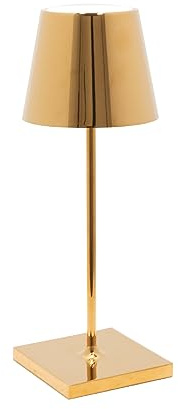 Zafferano Poldina Pro Mini Lampada LED Senza Fili con Batteria Ricaricabile, Dimmer touch, Uso Interno - Corpo in Alluminio e Finitura Galvanica Lucida Oro