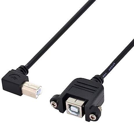 chenyang Cavo dati USB 2.0 tipo B per stampante, scanner, hard disk, con viti per montaggio a pannello, 50 cm, angolo retto di 90 gradi