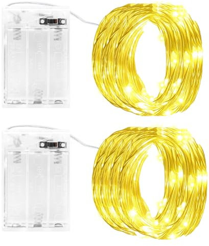 cshare LED Lichterkette Batterie, 2x 3M 30LED Kupferdraht Lichterketten Akku mit Timer Wasserdicht Fairy Lights für Zimmer Garten Krüge Weihnachten Innen Außen Dekoration (Warmweiß)