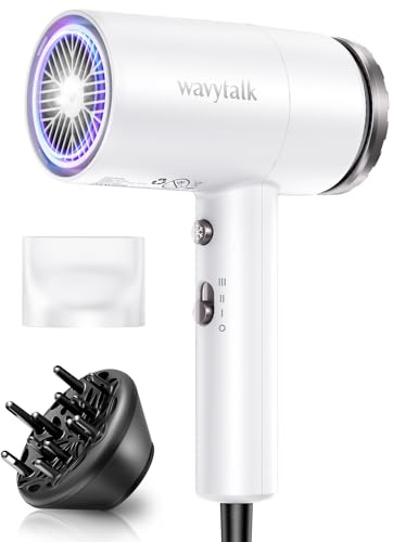 Wavytalk Hair Dryer with Diffuser 1875W Ionic Blow Dryer for Fast Drying with Concentrator Lightweight White.