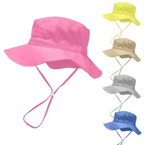 Rayson Solhatt baby fiskarhatt med justerbart hakband vikbar solskydd strandkeps för pojkar flickor hatt Bob, rosa, M