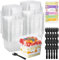 50 Pcs Tasse à Dessert avec Couvercle et Cuillères 240ml Gobelets À Dessert en Plastique Coupes à Dessert Carrées Verrines Plastiques Réutilisables avec 50 Autocollants pour Pudding Mousse Party