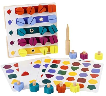 Luwecf Montessori spielzeug Reines Holz Schrauben und Muttern Spielzeugset Feinmotorik Matching Spiel Schraub Spielzeug für Kinder ab 4 Jahren