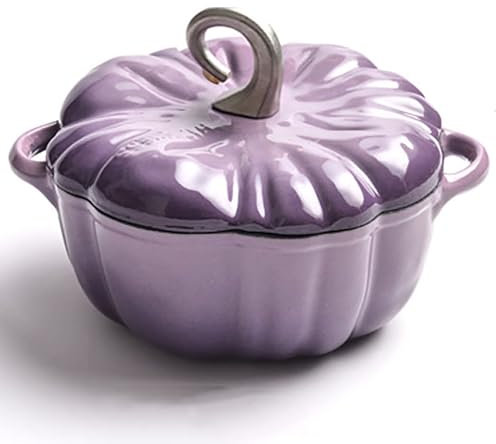 RVUEM Cocotte De Calabaza, Olla Esmalte, Olla con Forma De Calabaza, Olla Calabaza con Tapa, Olla para Guisar, Olla Sopa, Maceta DecoracióN AccióN Gracias Halloween, Regalo,Púrpura,20cm