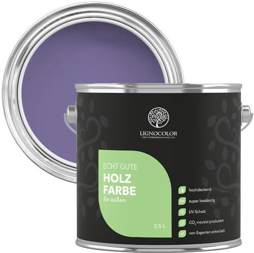 Lignocolor Holzfarbe Außen matt | wetterfeste Farbe für den Außenbereich (Lavendel matt, 2,5L) | hochdeckend & hochbeständig