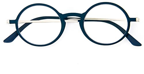 KoKoBin Ultradünne ultraleicht Anti-Blaulicht Lesebrille mit Etui Tragbare Anti-Glare-Brille (Blau, 2, Dioptrien)