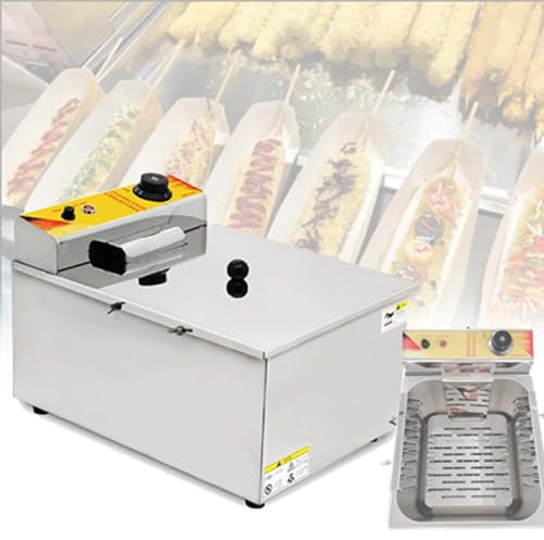 DOZPAL Freidora Comercial de palitos para Perros Calientes de Queso de 12 litros - Máquina eléctrica para freír Perros de maíz Caliente y Profundo Equipo para Hacer refrigerios
