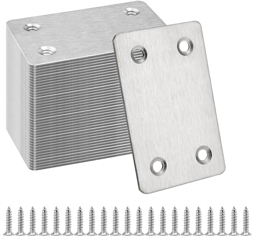 NAMYEUT 40 Stück Flachverbinder Edelstahl, 60 x 38 x 1,5mm Lochplatte Holzverbinder Flachverbinder Metall, Verbindungsplatte Metallverbinder für Verbindung Holzmöbeln