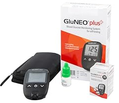 GluNEO Plus Blutzuckermessgerät präzise Blutzuckermessung mit großem Display einfache Handhabung und kompaktem Design