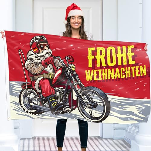 Weihnachtsfahne 90x150 cm mit Ösen – Weihnachtsflagge Frohe Adventszeit – Lebendiger Digitaldruck – Flagge Advent - Fahne Weihnachten – Doppelnaht