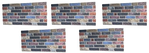 Turkish Zone Lot de 5 panneaux muraux 3D en polystyrène aspect pierre pour cuisine, salle de bain, balcon, chambre à coucher, salon, cuisine et terrasse (multicolore)