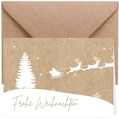 ZETTMANN® 20er Premium Weihnachtskarten mit Umschlag Set - 10 Weihnachtskarten und 10 Umschläge - Grußkarten zu Weihnachten (Kraftpapier)