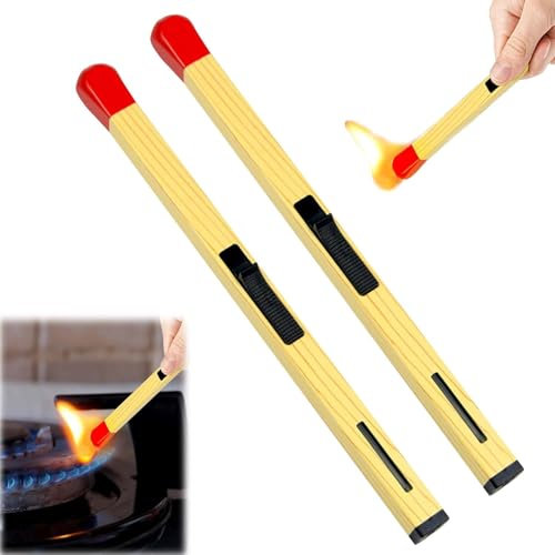Confezione da 2 accendini a forma di fiammifero, accendino a bastoncino, accendino a bastoncino regolabile, fiamma regolabile, accendino a candela