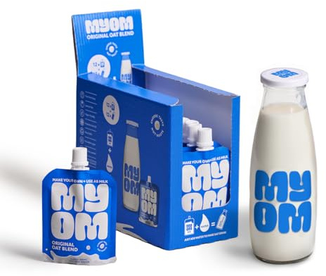 MYOM - Oat Milk Drink with Glass Bottle - Makes 6 Litres - 500ml Everday Bundle - Vegan Plant Based Oat Drink with Vitamin D3, Vitamin B12 and Iodine - Low Sugar - Dairy Free Plant-Based Milk