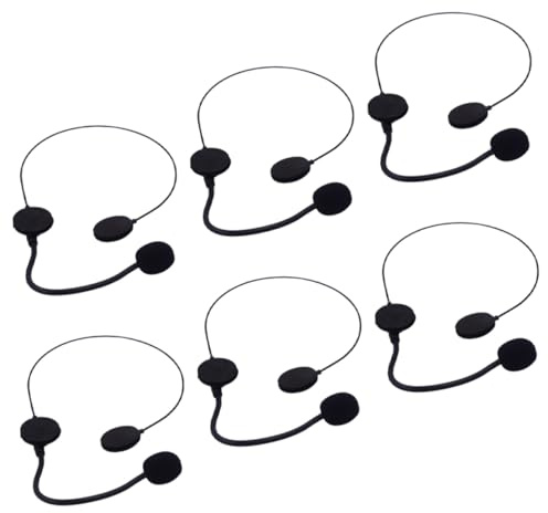 ANDRESLAD 6 Pezzi Microfono giocattolo braccio del microfono stereo Auricolari USB giocattolo oggetti di scena per per feste cosplay plastica Black