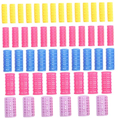 VICASKY 50pièces Bigoudis Auto-agrippants Plastique pour Coiffure Créative Soi-même Bigoudis sans Chaleur pour Cheveux Couleur Aléatoire