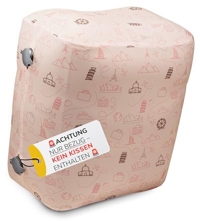 UMBAPA® Aufblasbarer Fußstützen-Bezug fürs Flugzeug – Stretch & Waschbar, Perfekte Passform für Kids Airplane Footrest, Designs Travel Blush – Reise-Zubehör für Auto, Bus & Langstreckenflug