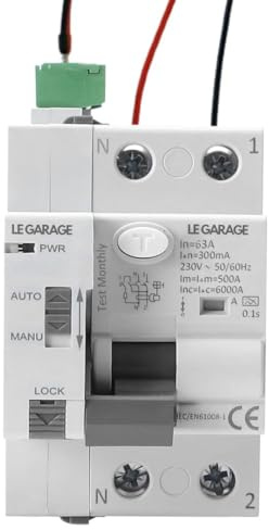 Diferencial Auto Rearmable 2P 63A 300mA Tipo A - Superinmunizado + Cables | 3 intentos de rearme automático, previene incendios por fugas, reduce disparos intempestivos, incluye cables de conexión