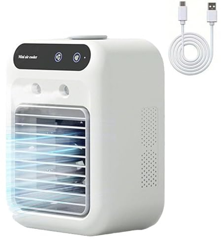 Acondicionador De Aire Portátil Pequeño Enfriador De Aire Personal, Compacto Enfriador Evaporativo Humidificador De Aire, 2 Velocidades Silencioso Mini Escritorio Acondicionador