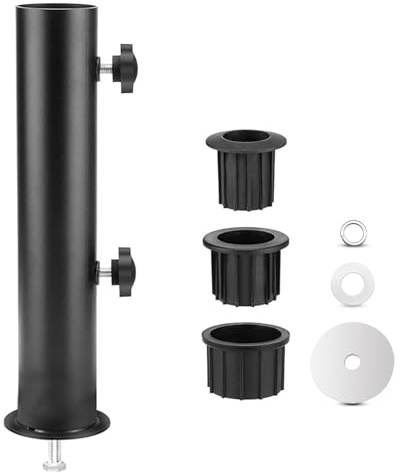 Ompinda Umbrella Base Stand Tube, Metal Parasol Pole Mount Base Replacement Parts with PVC Insert Tube Sleeve for Outdoor Garden Backyard Balcony