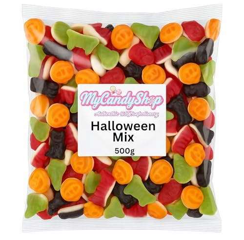 MyCandyShop Halloween Jelly Sweets 500g - Hallo Mix - Spooky Trick or Treat Candy with Jelly Brains, Pumpkin Jellies, Teeth & More - Random Assorted Halloween Sweets Selection for Parties