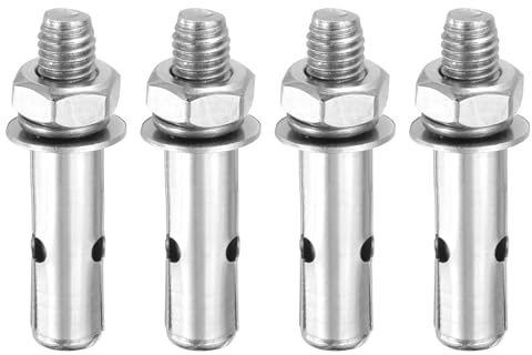 PATIKIL M10x60mm Spreizdübel 4 Stück Edelstahl Außensechskant Spreizschraube Dübelanker Befestigung Für Betonwand Ziegel