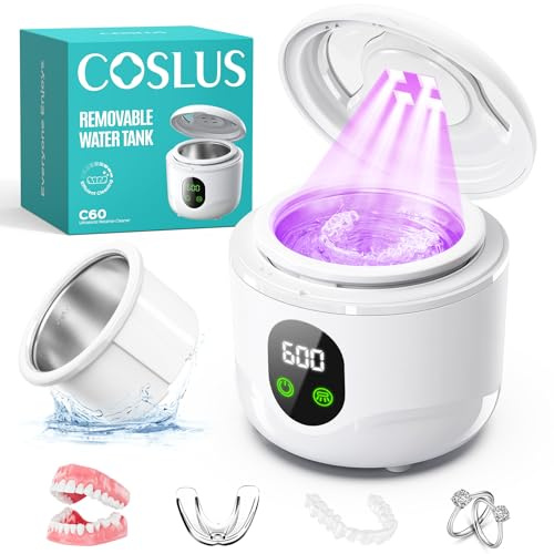 COSLUS C60 Ultrasonic Retainer Cleaner Machine, 45kHz Sonic Dental Cleaner
