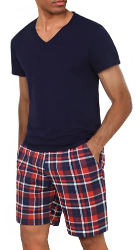 Bresdk Pijama Hombre Corto Algodón Manga Corta Cortos Verano Camisas y
