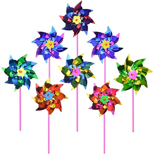 Hilai Moulin à Vent Arc-en-Ciel en Plastique, Moulin à Vent de fête, Ensemble de moulinets Faire soi-même pour Enfants, Jouet Jardin, décoration fête sur pelouse, 100 pièces